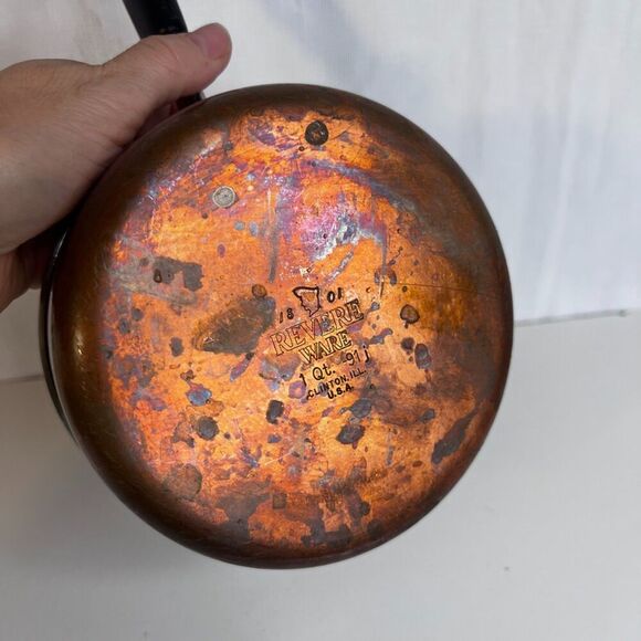 Revere Ware 1801 Copper Clad 1 Qt Saucepan Stainless USA with Lid - Picture 9 of 10